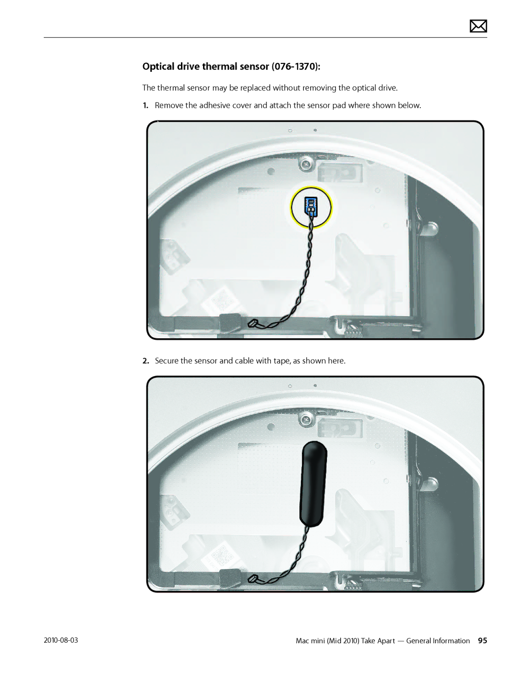 Apple Mac mini manual Optical drive thermal sensor 