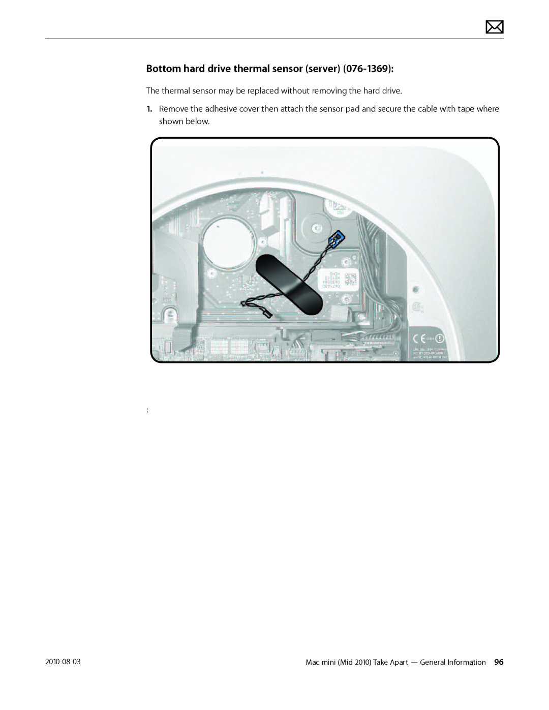 Apple Mac mini manual Bottom hard drive thermal sensor server 