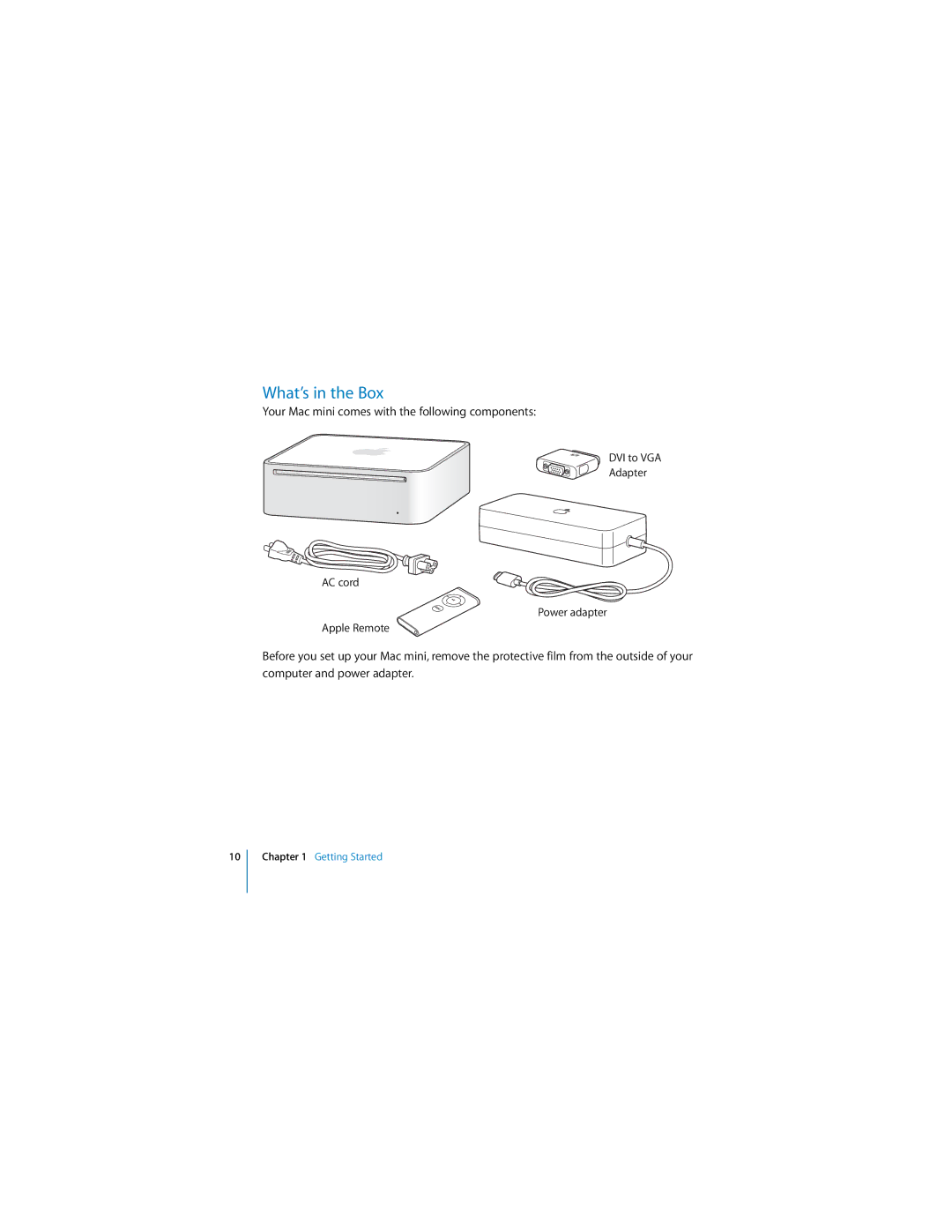 Apple Mac mini manual What’s in the Box 