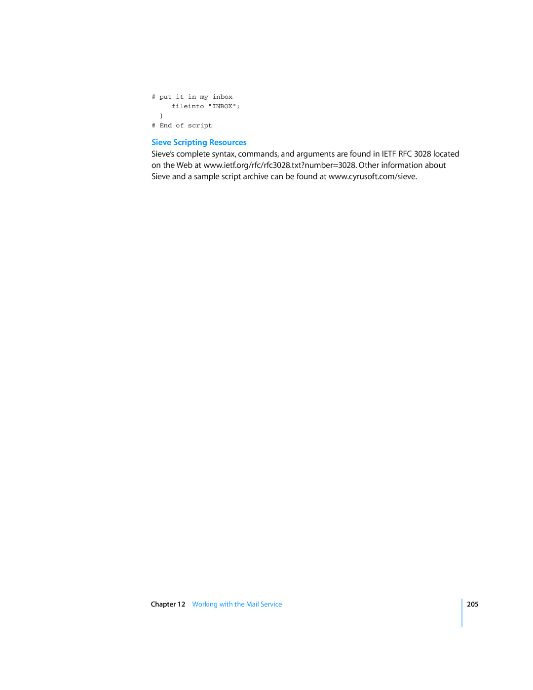 Apple Mac OS X Server manual Sieve Scripting Resources 