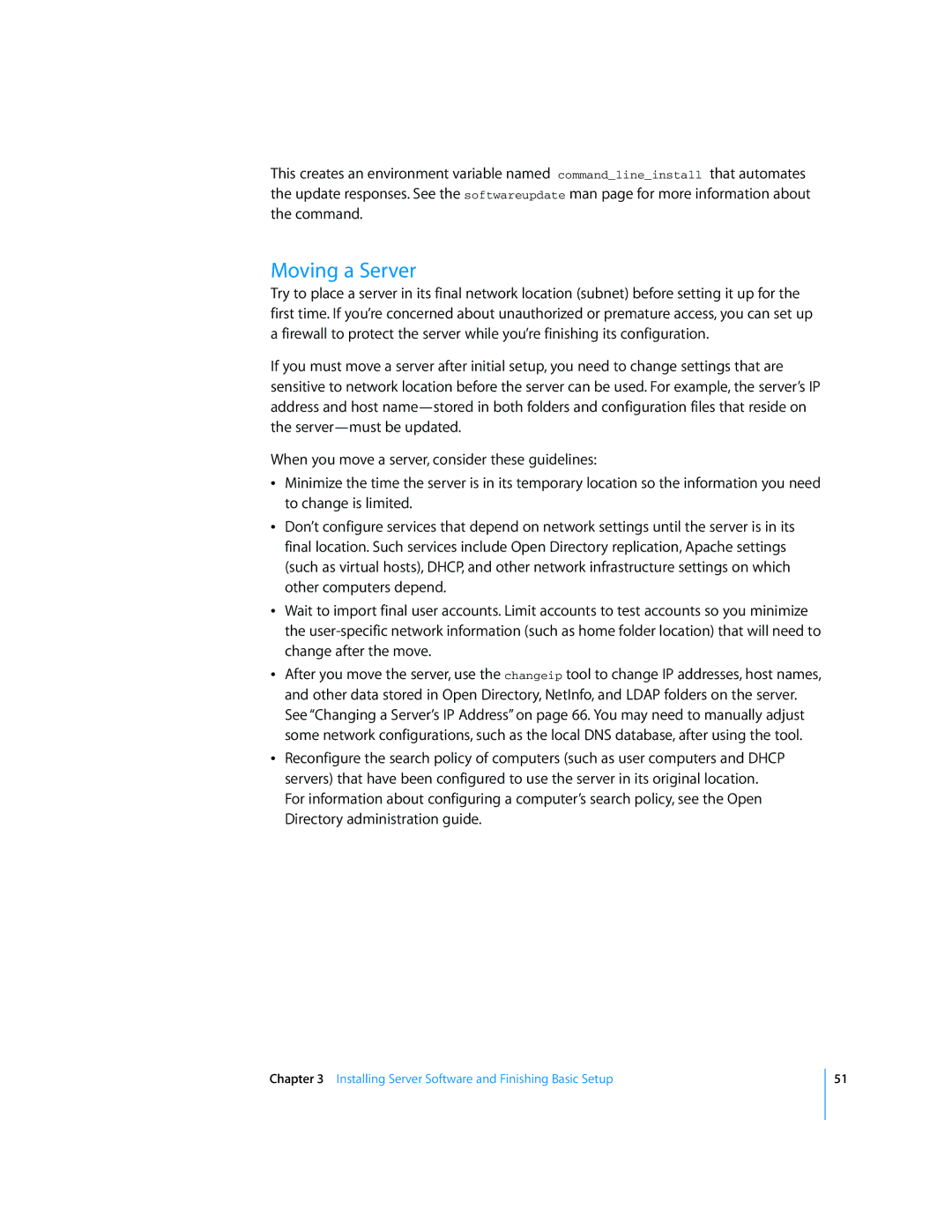 Apple Mac OS X Server manual Moving a Server 