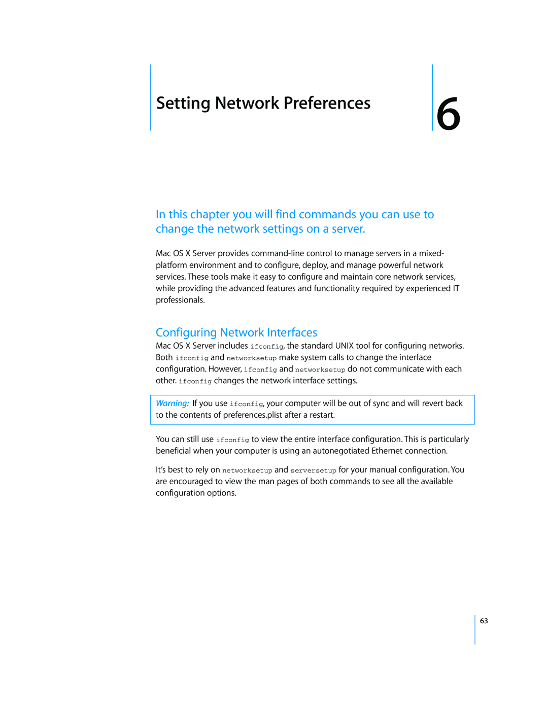 Apple Mac OS X Server manual Setting Network Preferences, Configuring Network Interfaces 