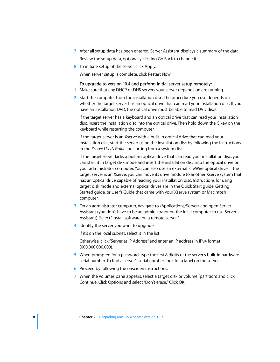 Apple manual Upgrading Mac OS X Server Version 