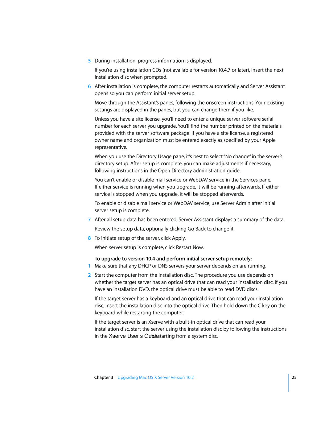 Apple manual Upgrading Mac OS X Server Version 