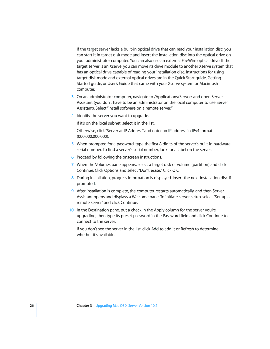 Apple manual Upgrading Mac OS X Server Version 