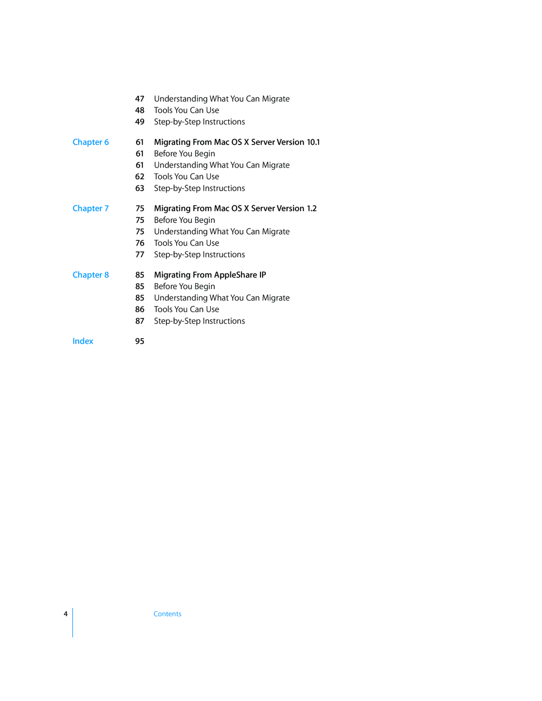 Apple Mac OS X manual Migrating From AppleShare IP, Index 