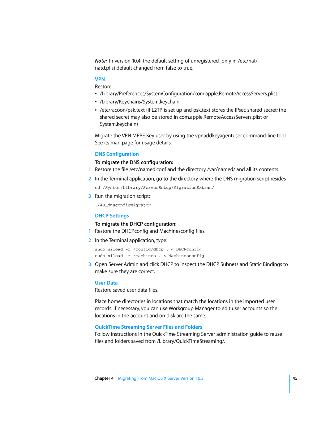 Apple Mac OS X manual DNS Configuration, To migrate the DNS configuration, Dhcp Settings, To migrate the Dhcp configuration 