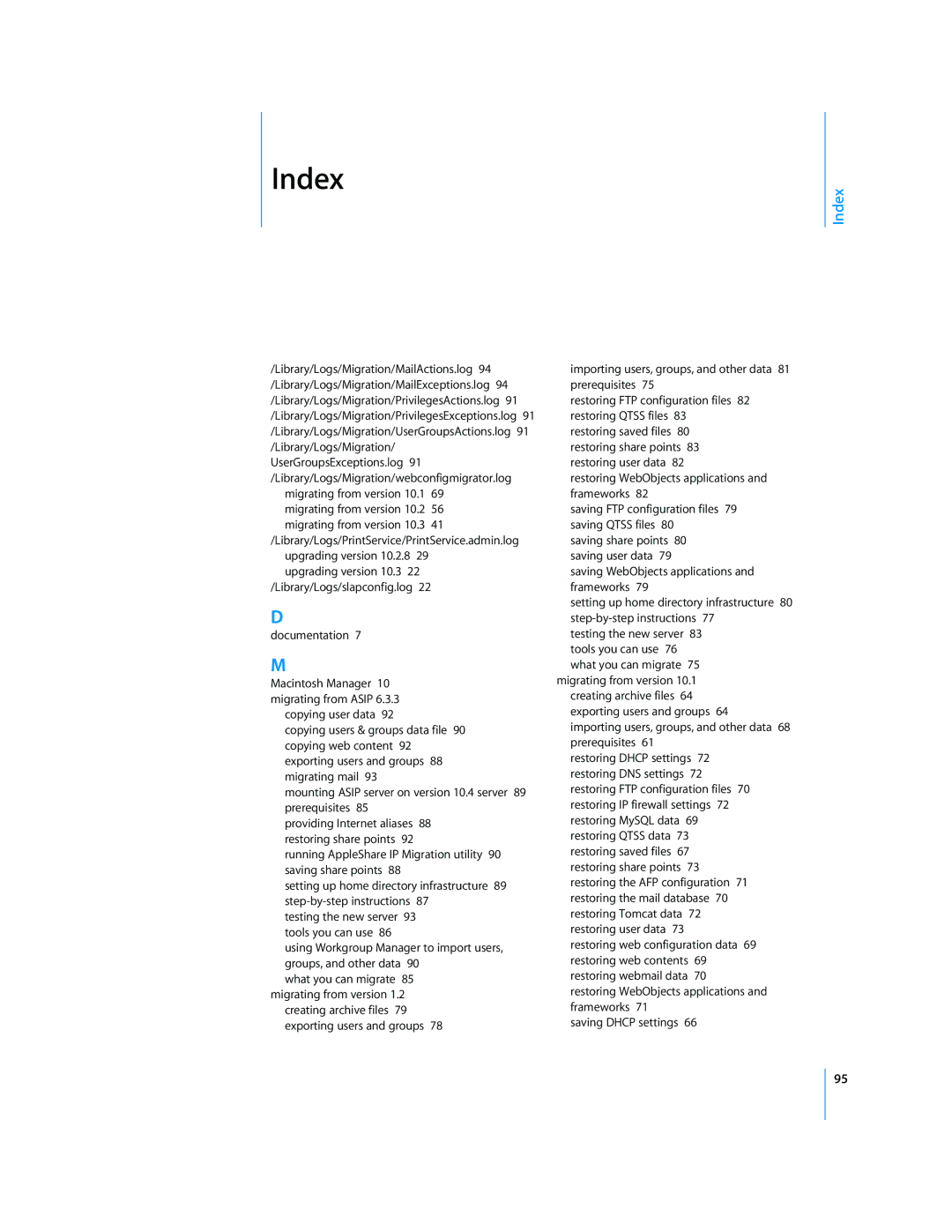 Apple Mac OS X manual Index 