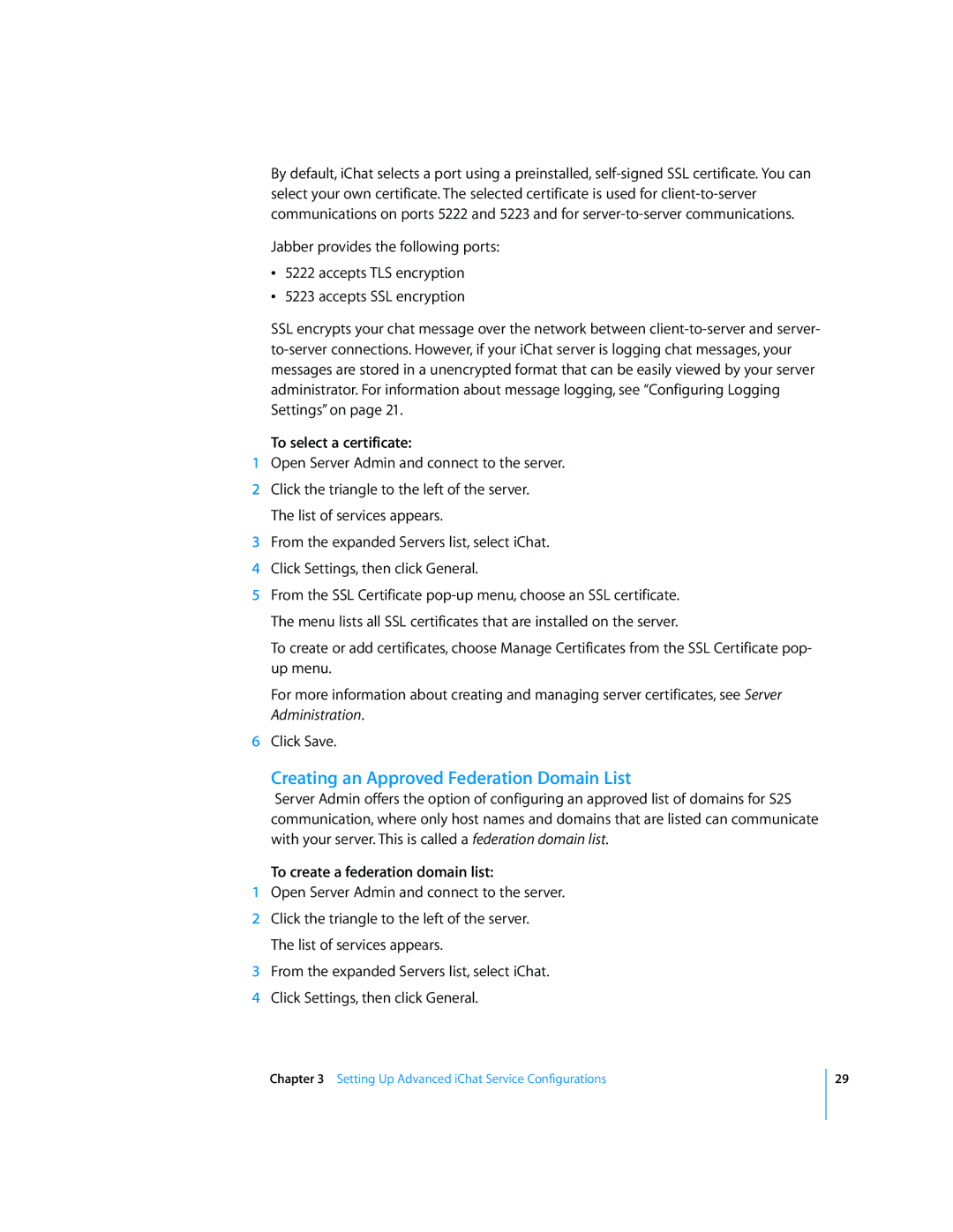 Apple Mac OS Creating an Approved Federation Domain List, To select a certificate, To create a federation domain list 