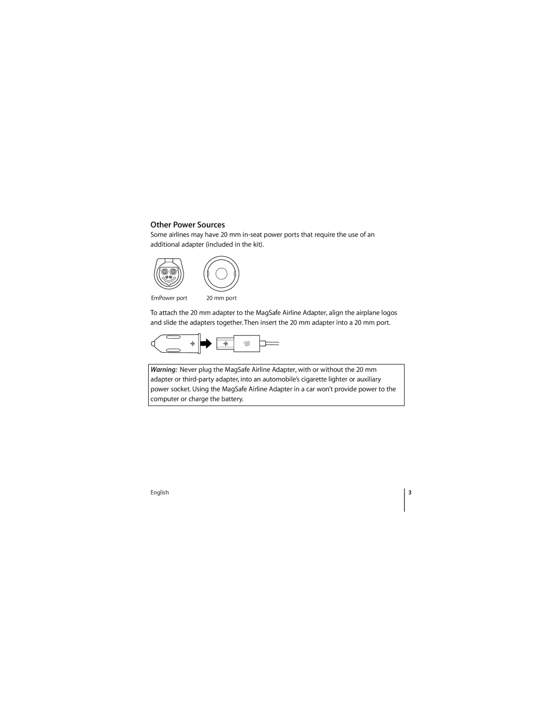 Apple MagSafe manual Other Power Sources 