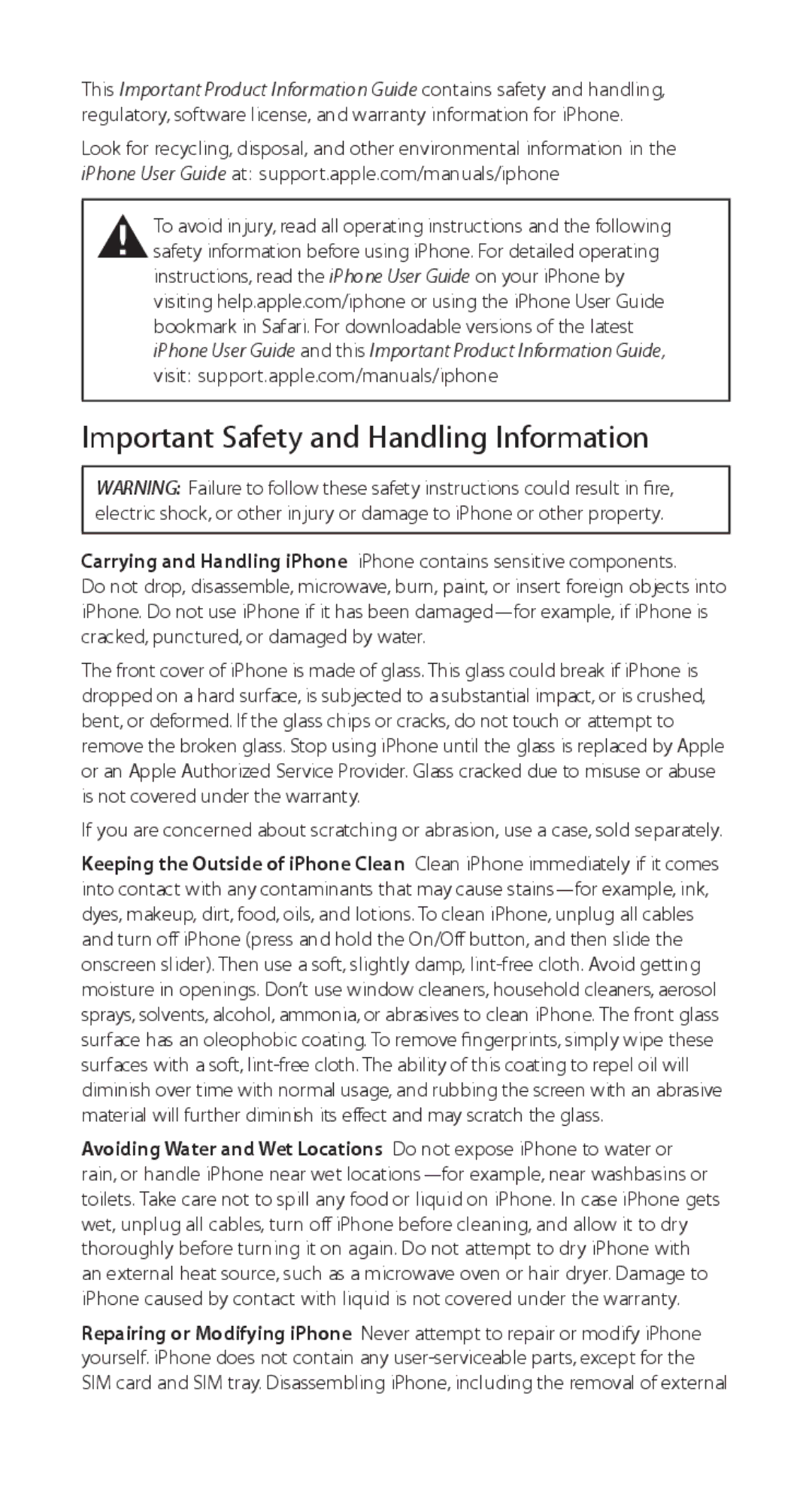 Apple MB702LL/A manual Important Safety and Handling Information 