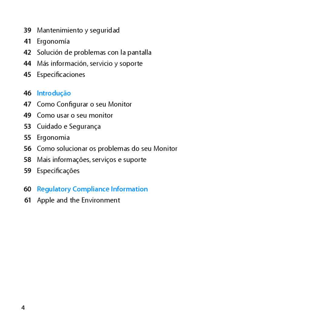 Apple MC007LL/A manual Introdução, Regulatory Compliance Information 