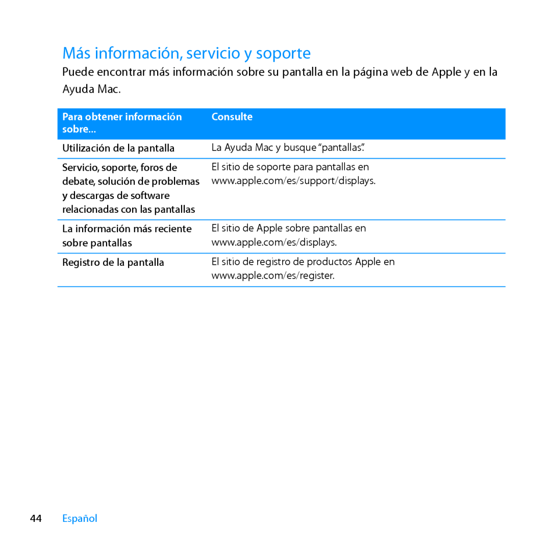 Apple MC007LL/A manual Para obtener información, Consulte, sobre, Español, debate, solución de problemas 