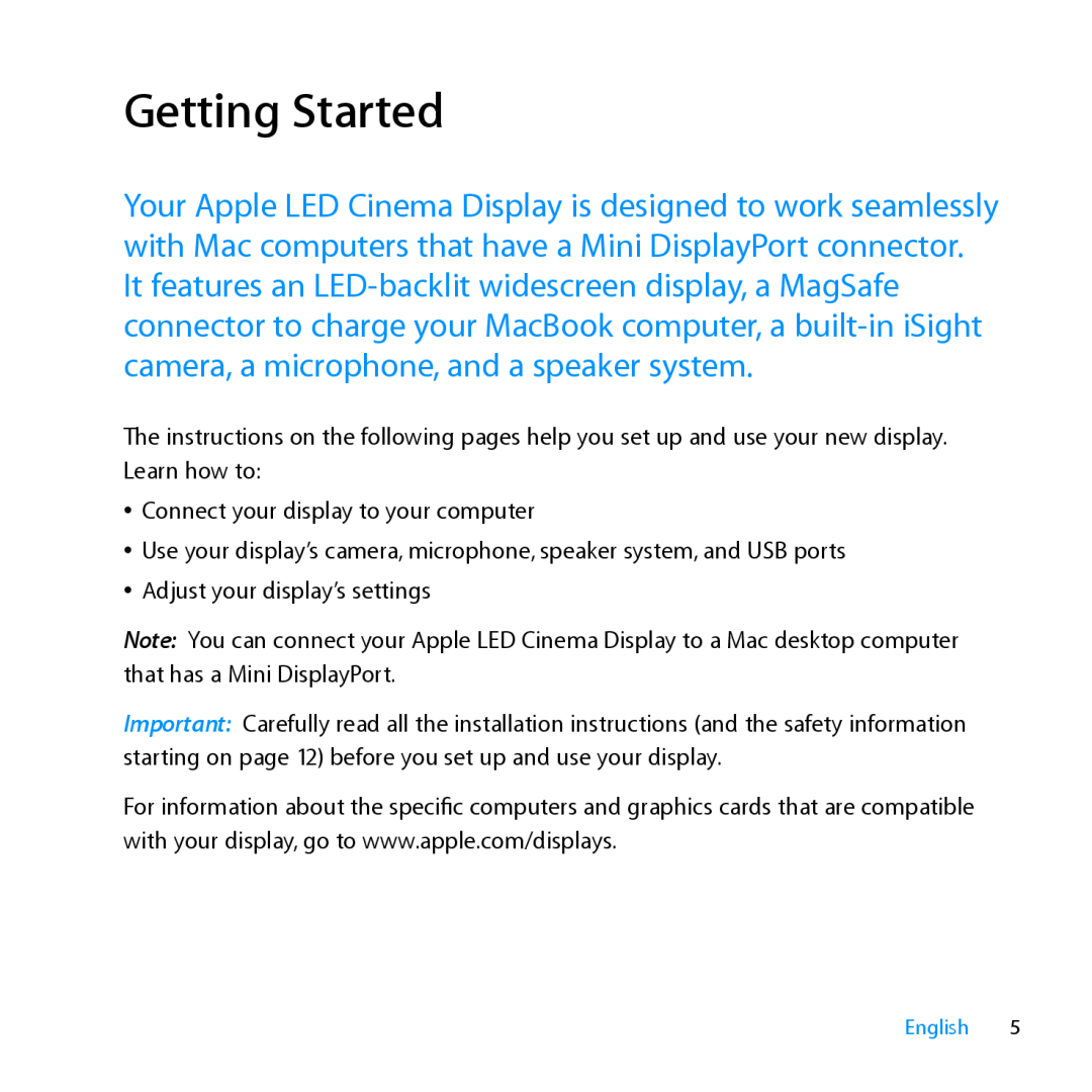 Apple MC007LL/A manual Getting Started 