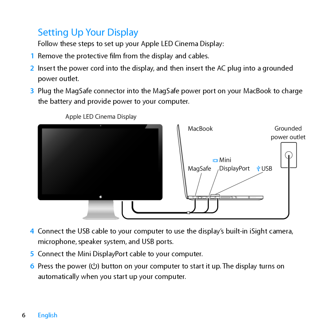 Apple MC007LL/A manual Setting Up Your Display 