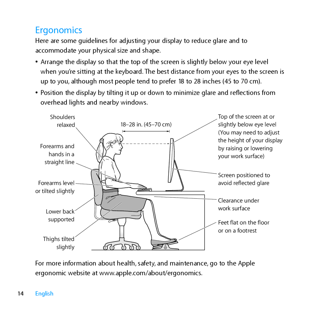 Apple MC007LL/A manual Ergonomics 