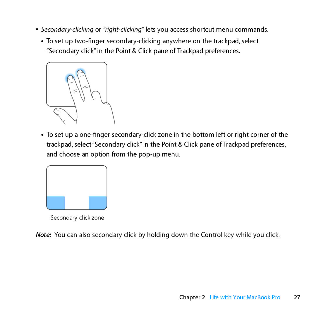 Apple MD385LL/A, MC024LL/A manual Secondary-click zone 