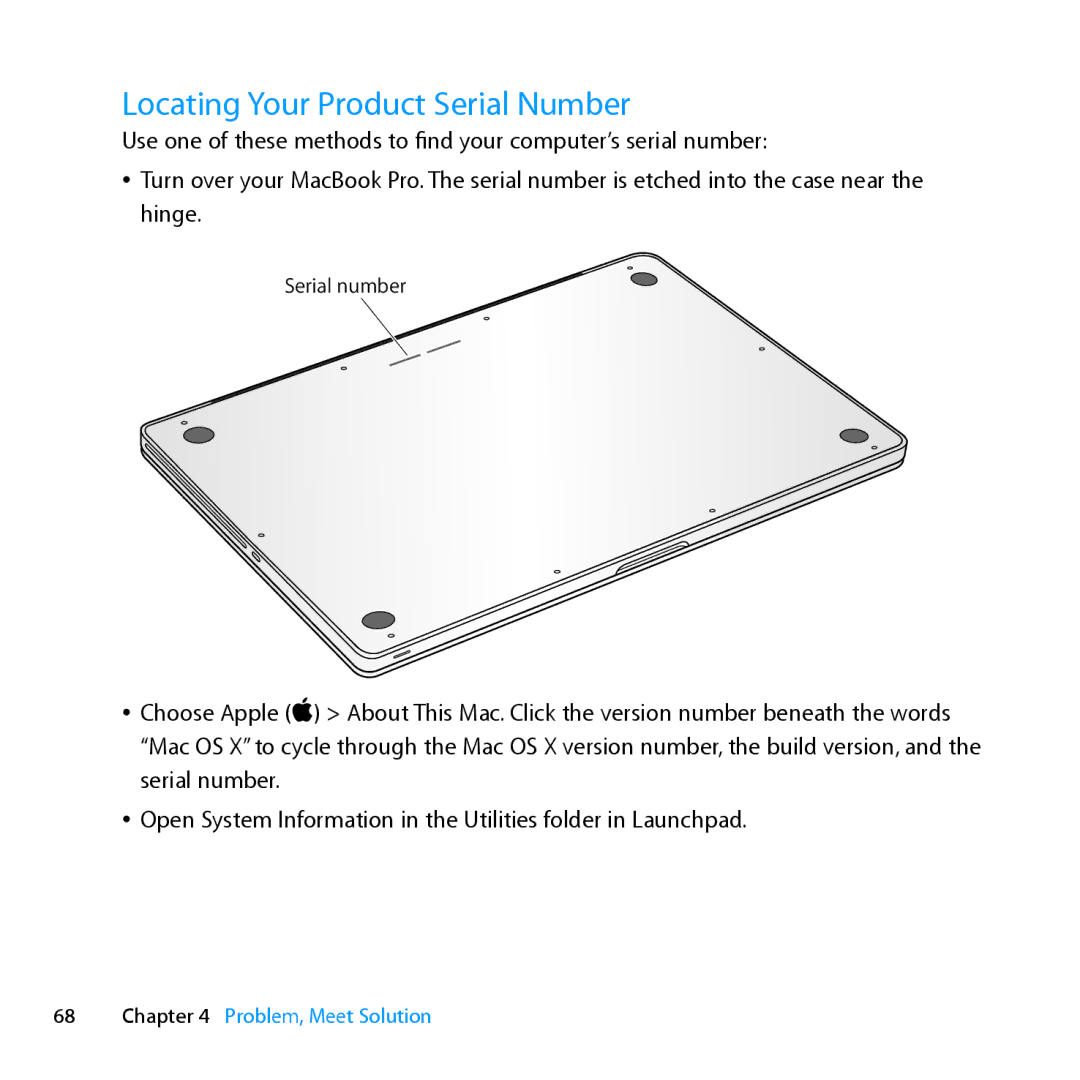 Apple MC024LL/A, MD385LL/A manual Locating Your Product Serial Number 