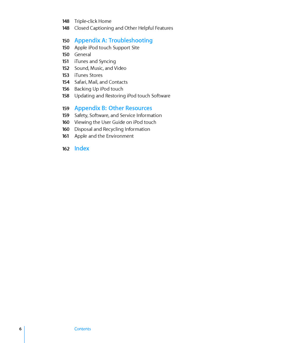 Apple MC086LL/A, MB533LL/A manual Appendix a Troubleshooting, Appendix B Other Resources, Index 