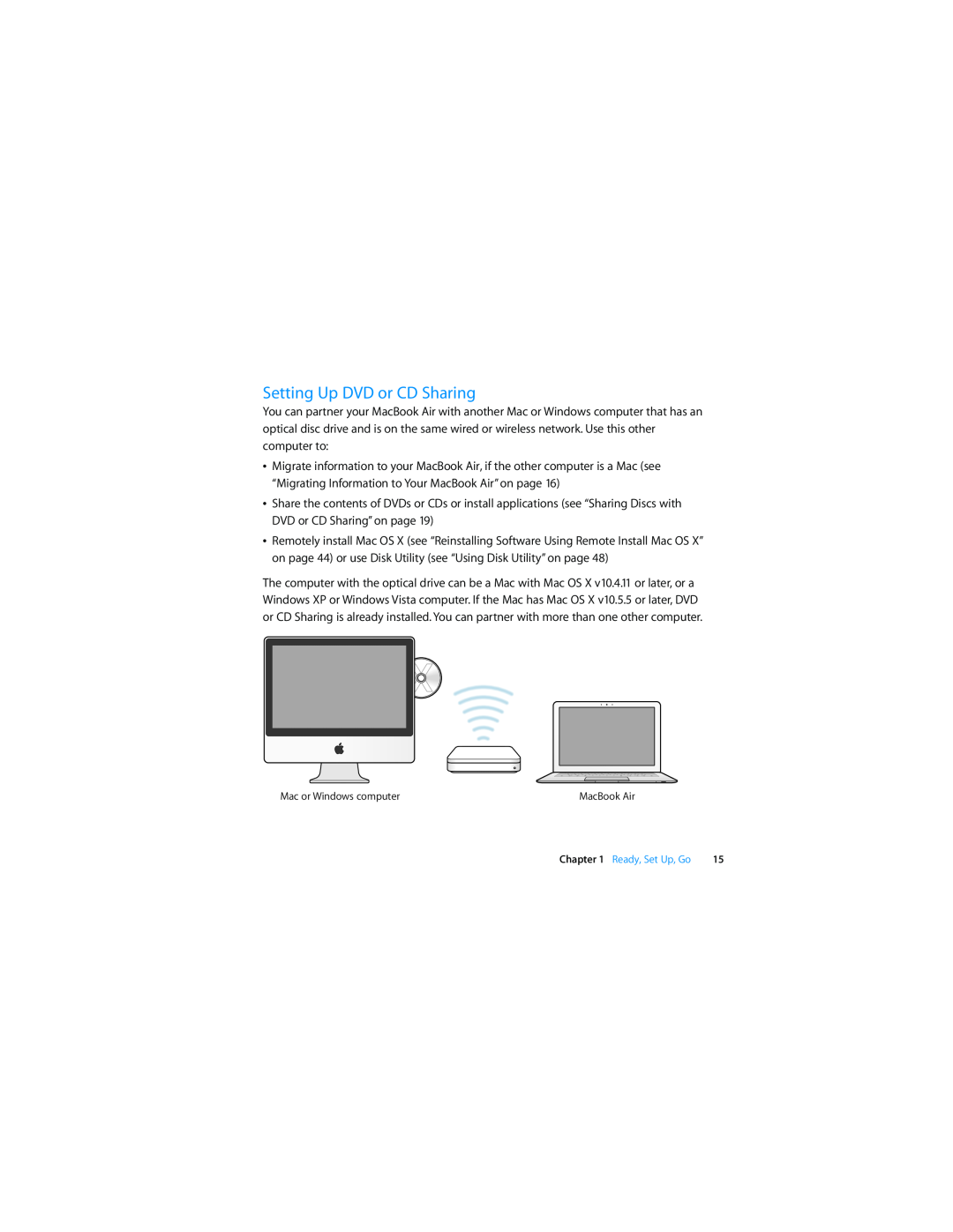 Apple MB003LL/A, MC233LL/A manual Setting Up DVD or CD Sharing 
