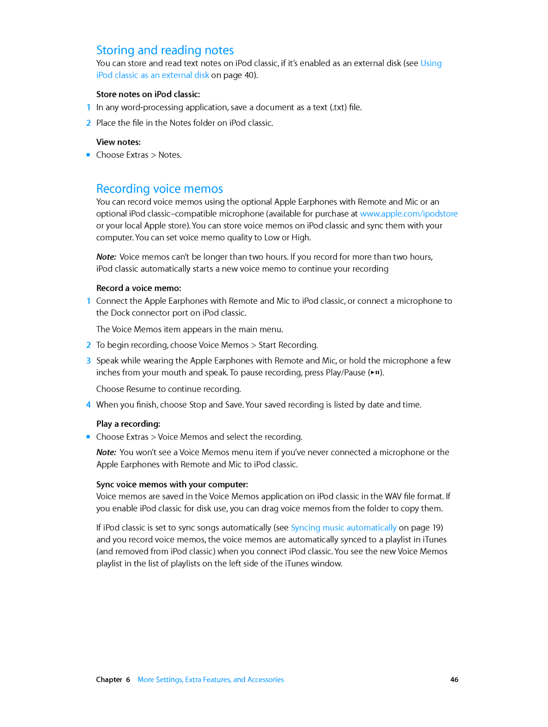 Apple MC297LL/A, MC293LL/A manual Storing and reading notes, Recording voice memos 