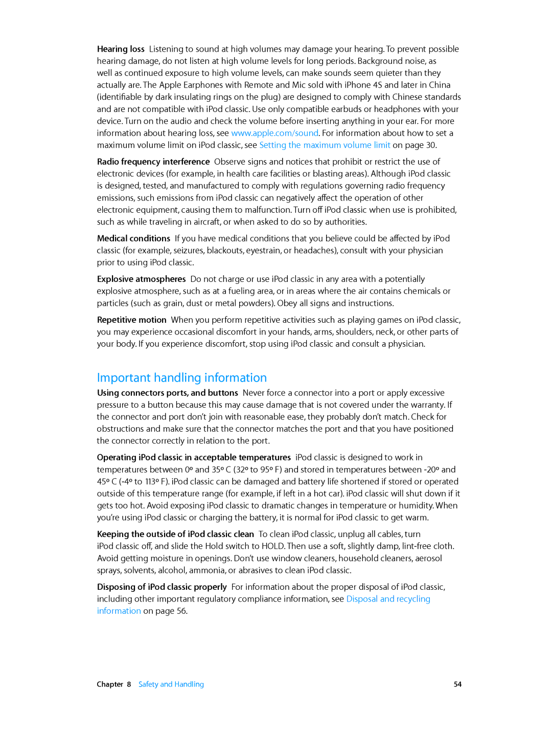 Apple MC297LL/A, MC293LL/A manual Important handling information 