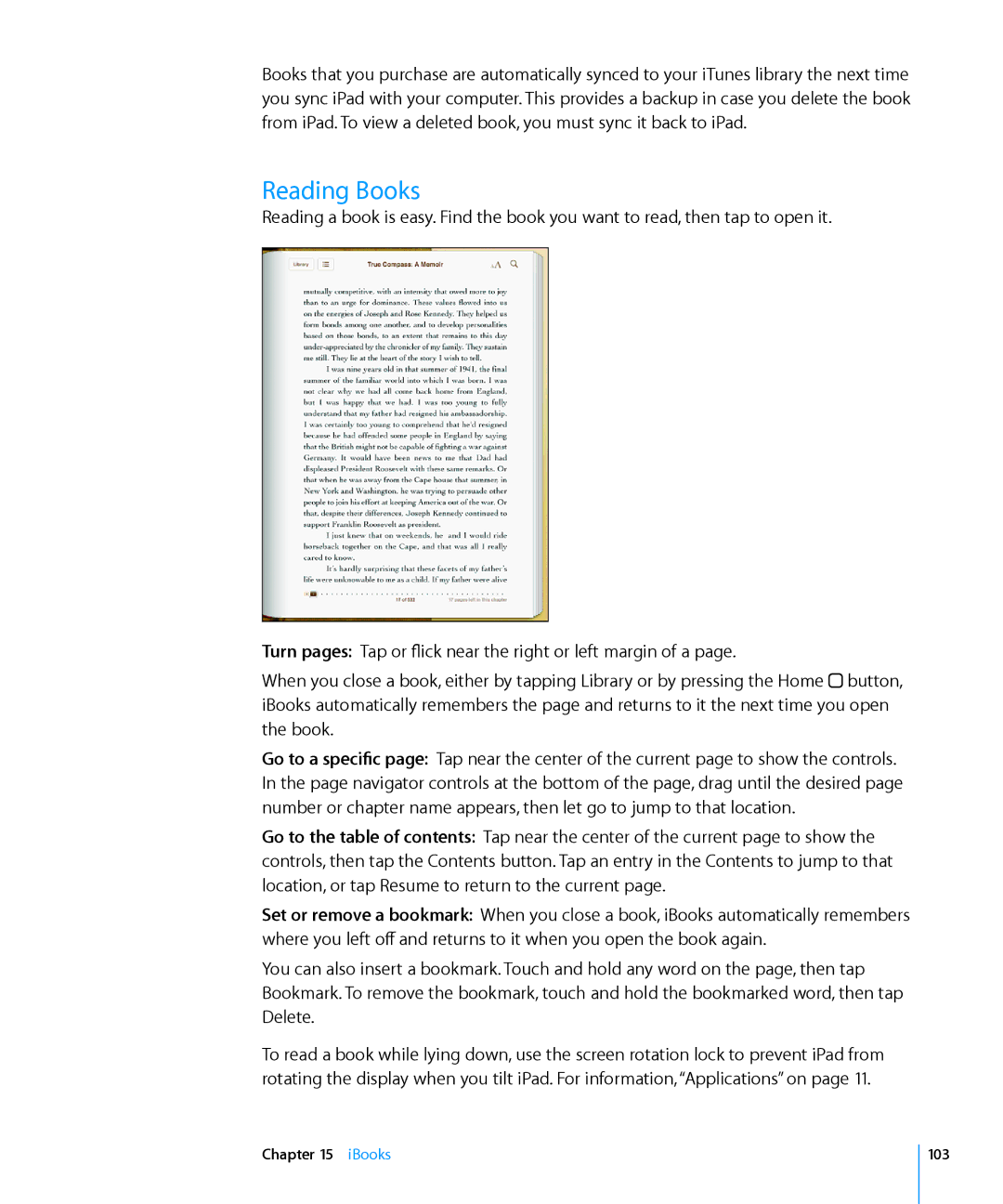 Apple MC349LL/A manual Reading Books, IBooks 103 