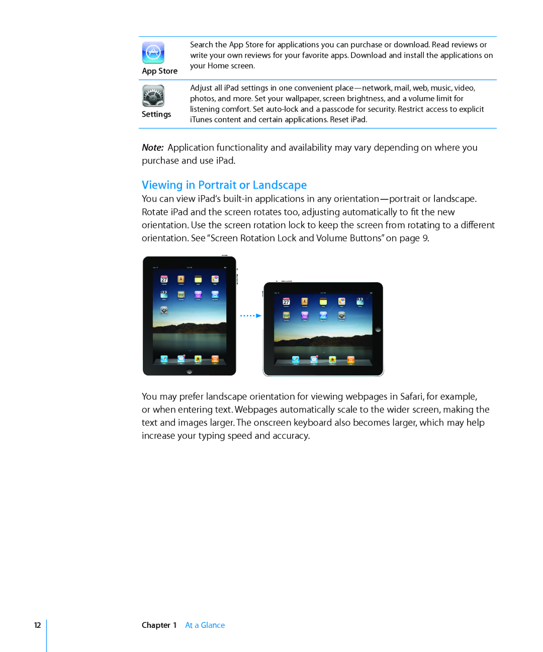 Apple MC349LL/A manual Viewing in Portrait or Landscape, App Store 