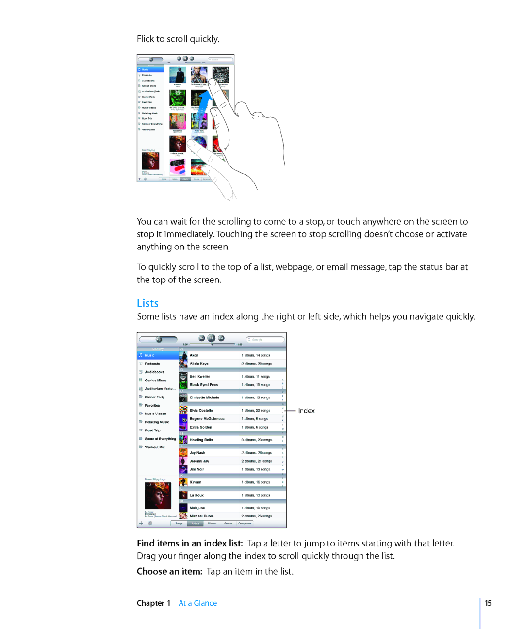 Apple MC349LL/A manual Lists 