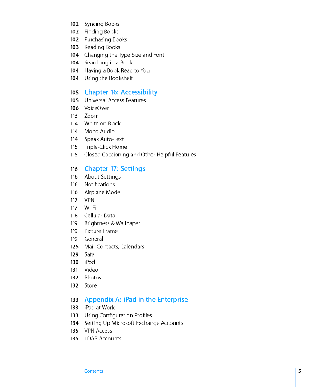 Apple MC349LL/A manual Accessibility, Settings, Appendix a iPad in the Enterprise 