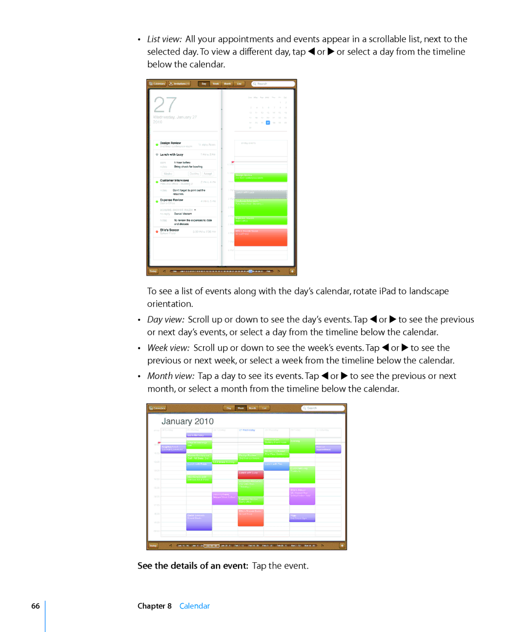 Apple MC349LL/A manual See the details of an event Tap the event 