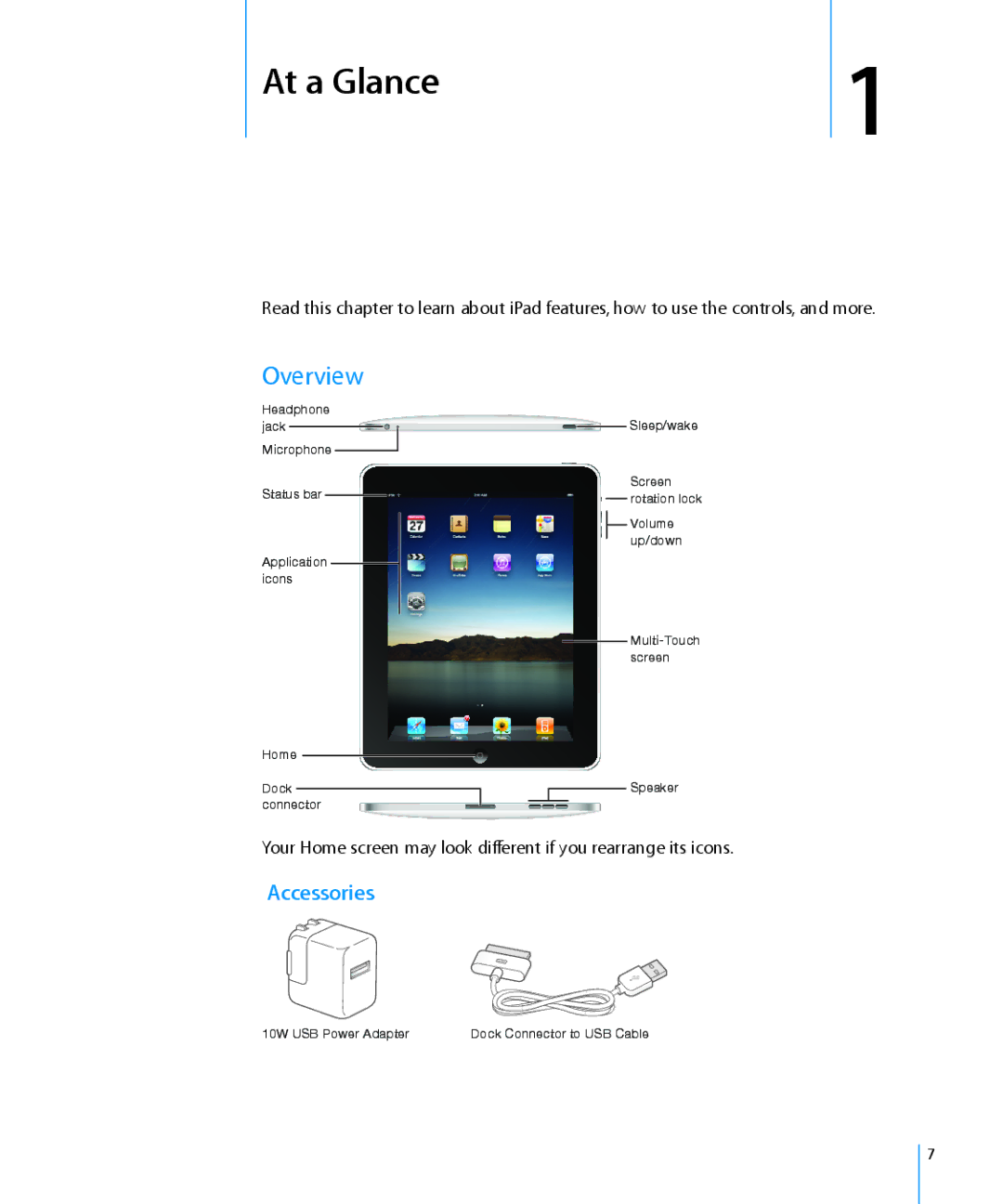 Apple MC349LL/A manual At a Glance, Overview, Accessories 