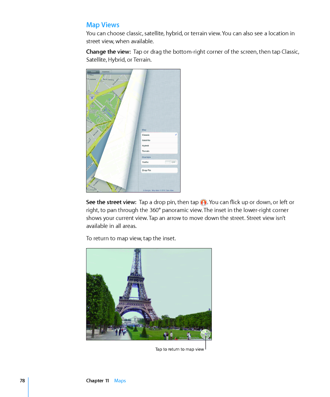 Apple MC349LL/A manual Map Views 