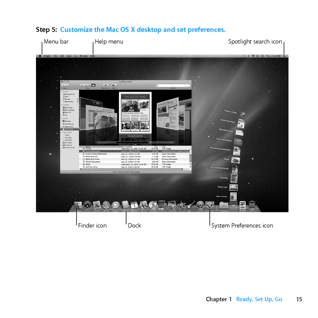 Apple MC371LL/A manual Customize the Mac OS X desktop and set preferences 