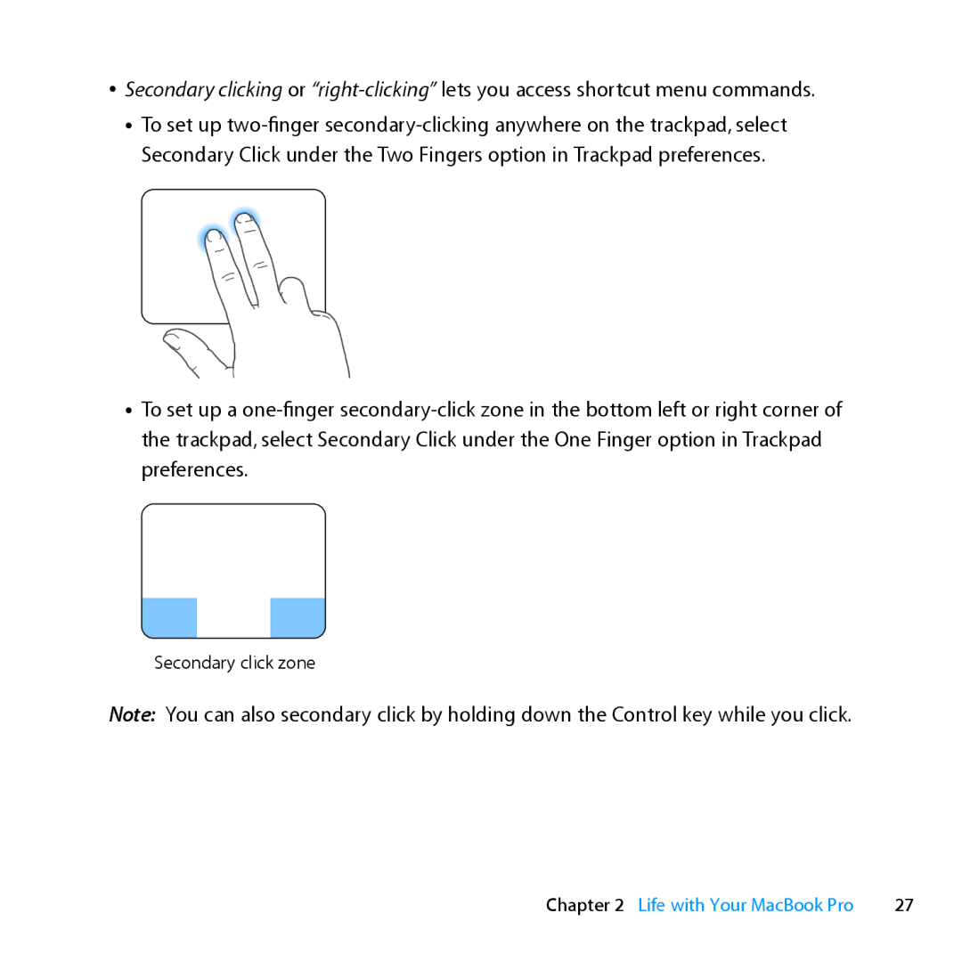 Apple MC371LL/A manual Secondary click zone 