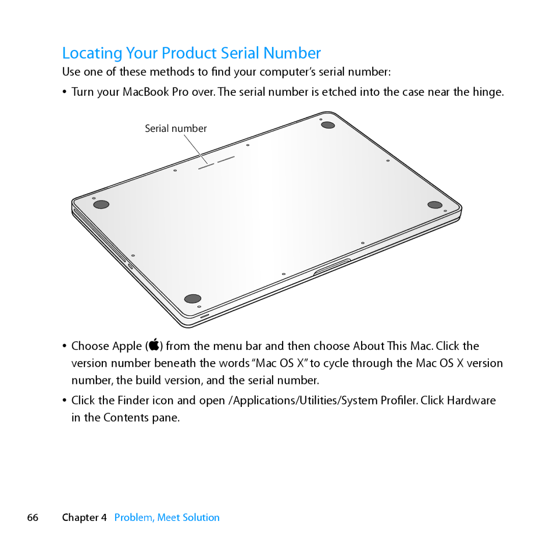 Apple MC371LL/A manual Locating Your Product Serial Number 