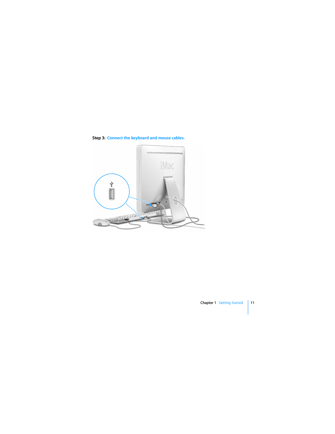 Apple MC413LL/A manual Connect the keyboard and mouse cables 