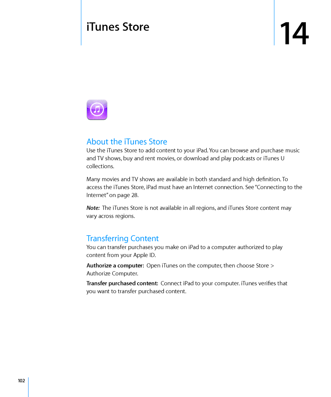 Apple MC497LL/A manual ITunes Store, About the iTunes Store, 102 