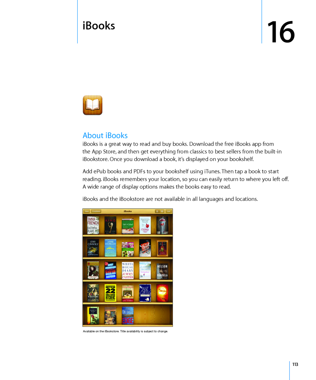 Apple MC497LL/A manual IBooks, About iBooks, 113 