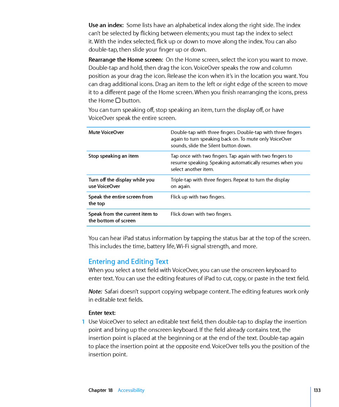 Apple MC497LL/A manual Entering and Editing Text 