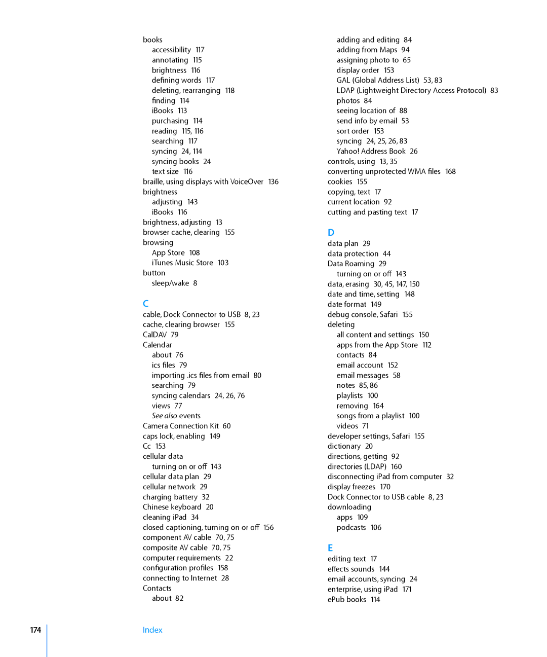 Apple MC497LL/A manual See also events, 174 