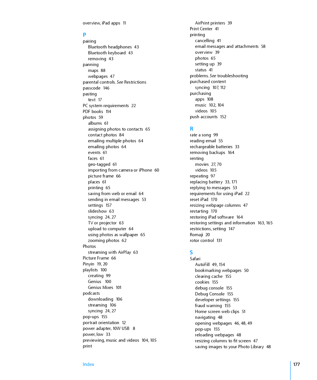 Apple MC497LL/A manual Pairing, 177 