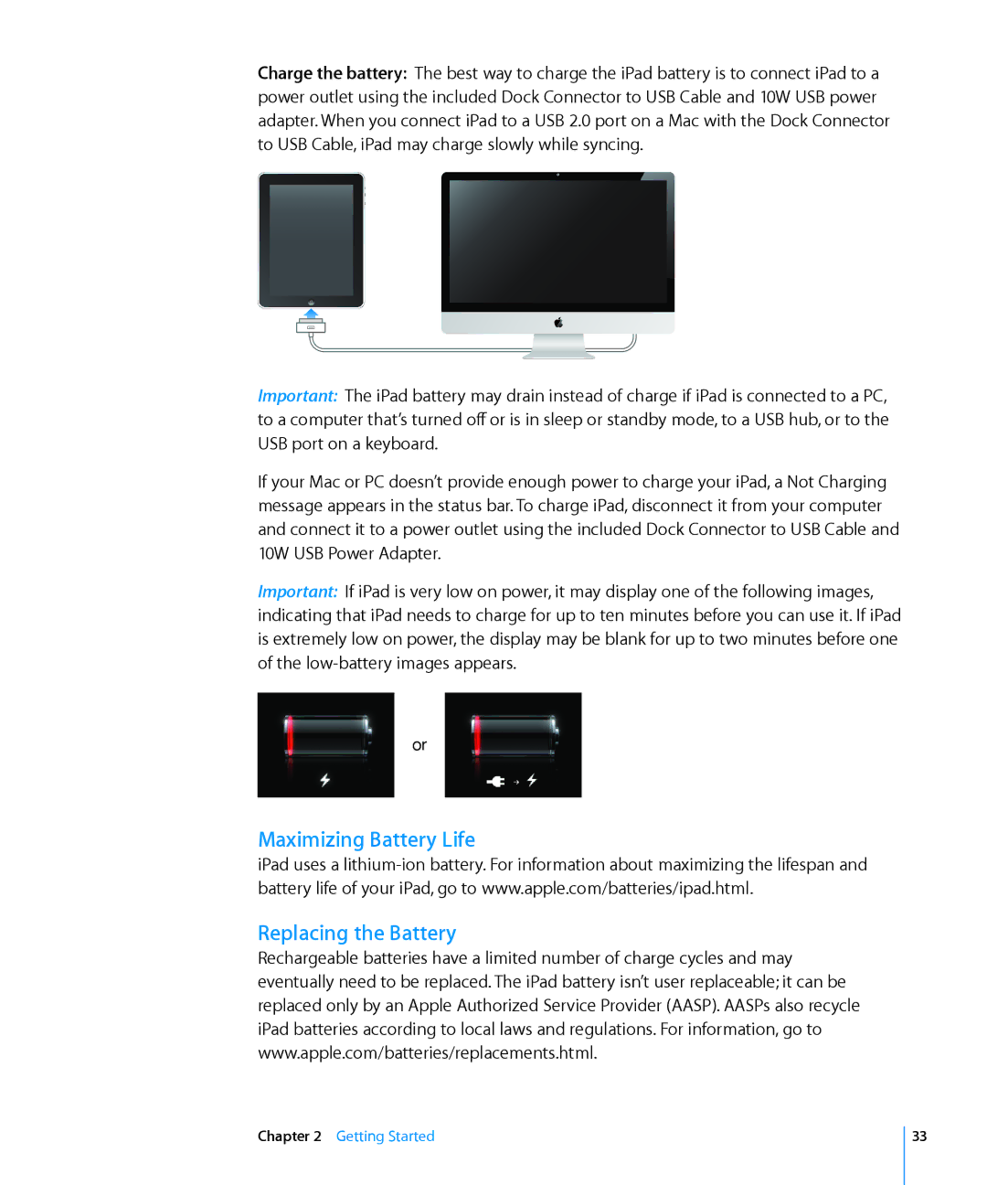 Apple MC497LL/A manual Maximizing Battery Life Replacing the Battery 