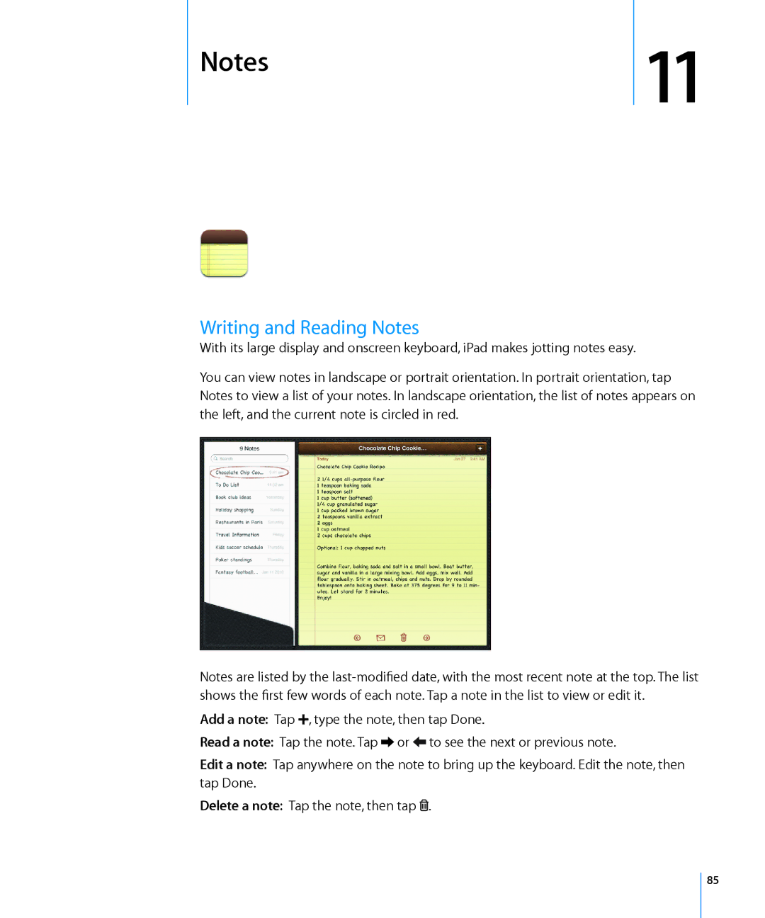 Apple MC497LL/A manual Writing and Reading Notes 