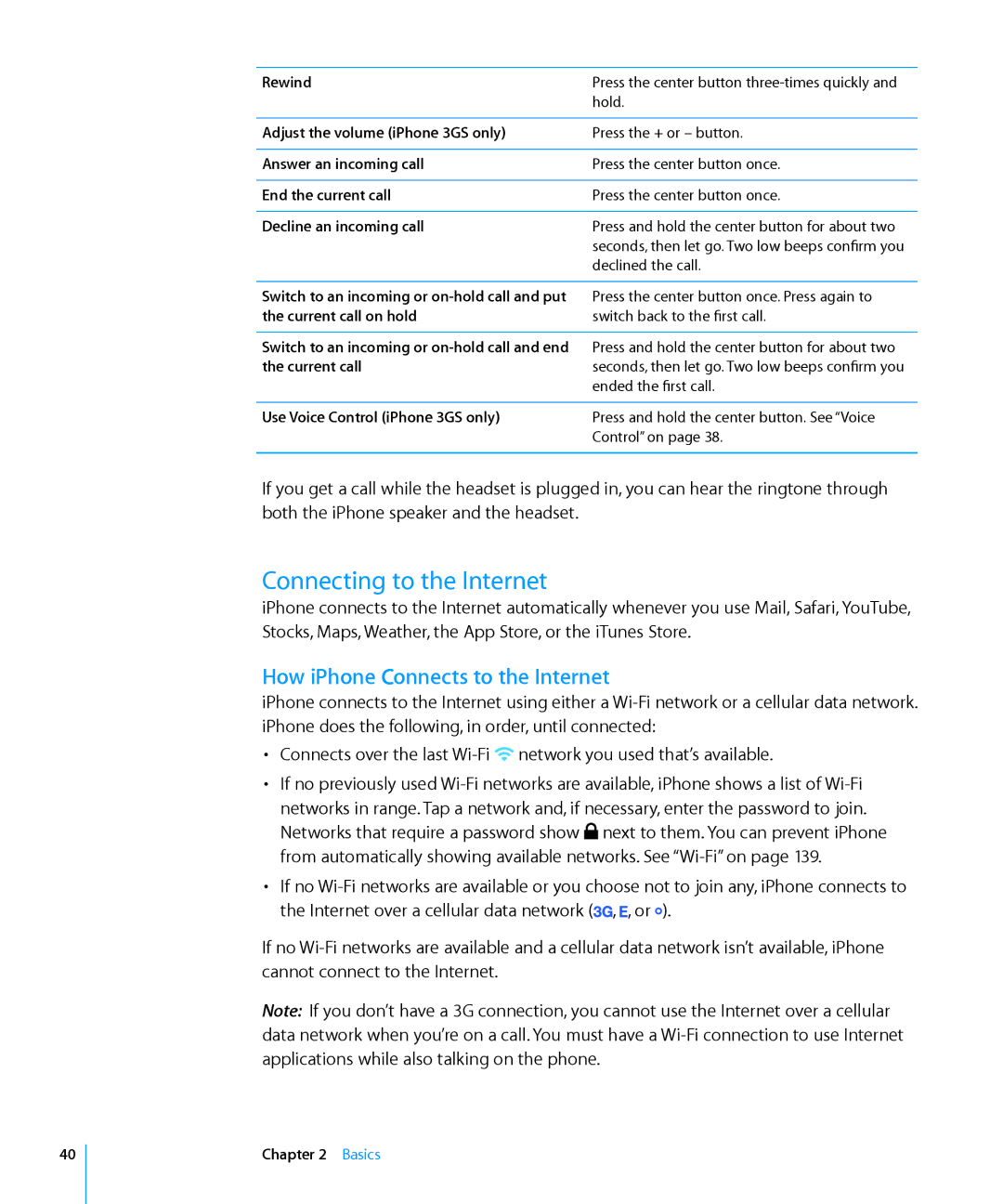 Apple MB496SL/A, MC555LL/A, MB048LL/A, MB046LL/A, MB717LL/A Connecting to the Internet, How iPhone Connects to the Internet 