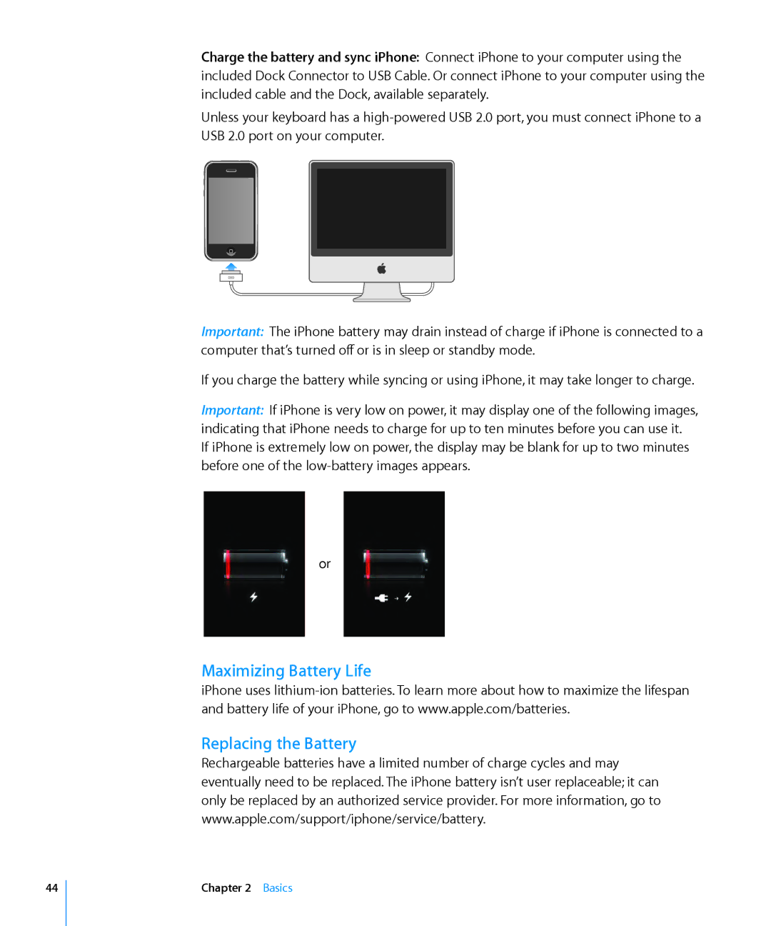 Apple MB702LL/B, MC555LL/A, MB048LL/A, MB496SL/A, MB046LL/A, MB717LL/A, MB716LL/A Maximizing Battery Life Replacing the Battery 