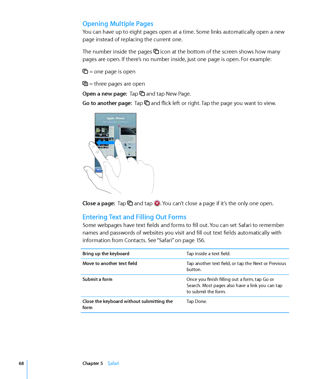 Apple MC637LL/A, MC555LL/A, MB048LL/A, MB496SL/A, MB046LL/A, A1324 Opening Multiple Pages, Entering Text and Filling Out Forms 