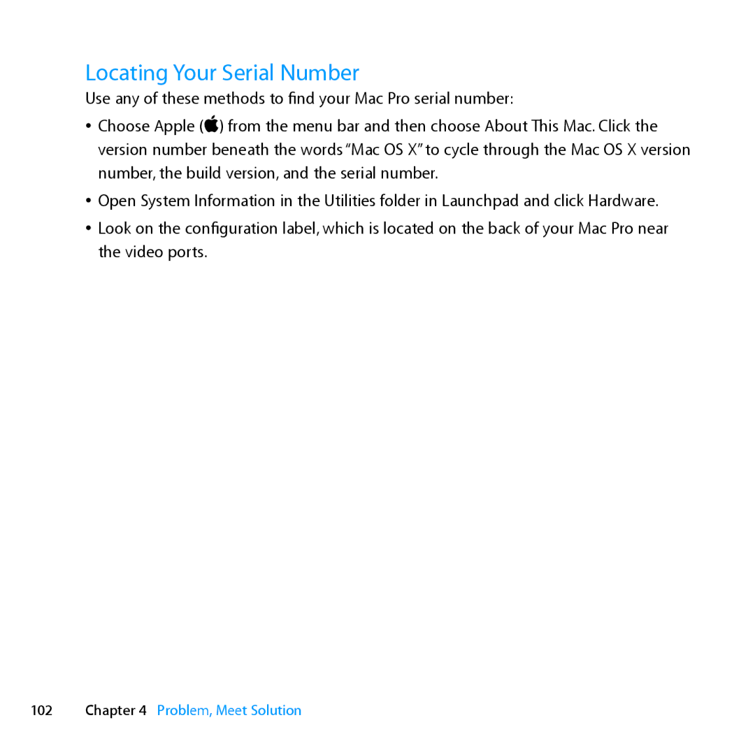 Apple MD770LL/A, MC561LL/A, MD772LL/A, MC560LL/A manual Locating Your Serial Number 