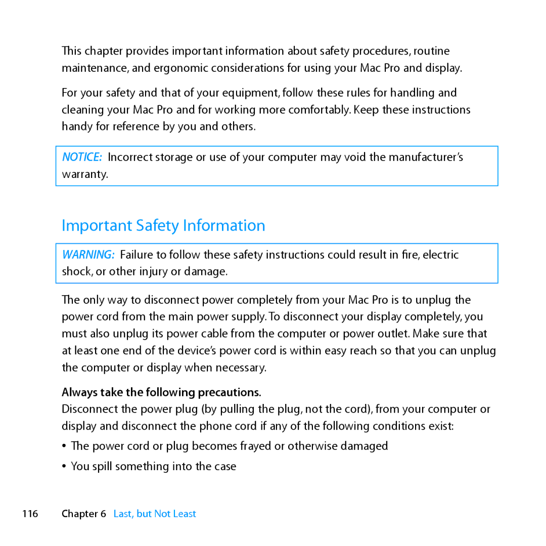 Apple MC561LL/A, MD772LL/A, MD770LL/A, MC560LL/A manual Important Safety Information, Always take the following precautions 