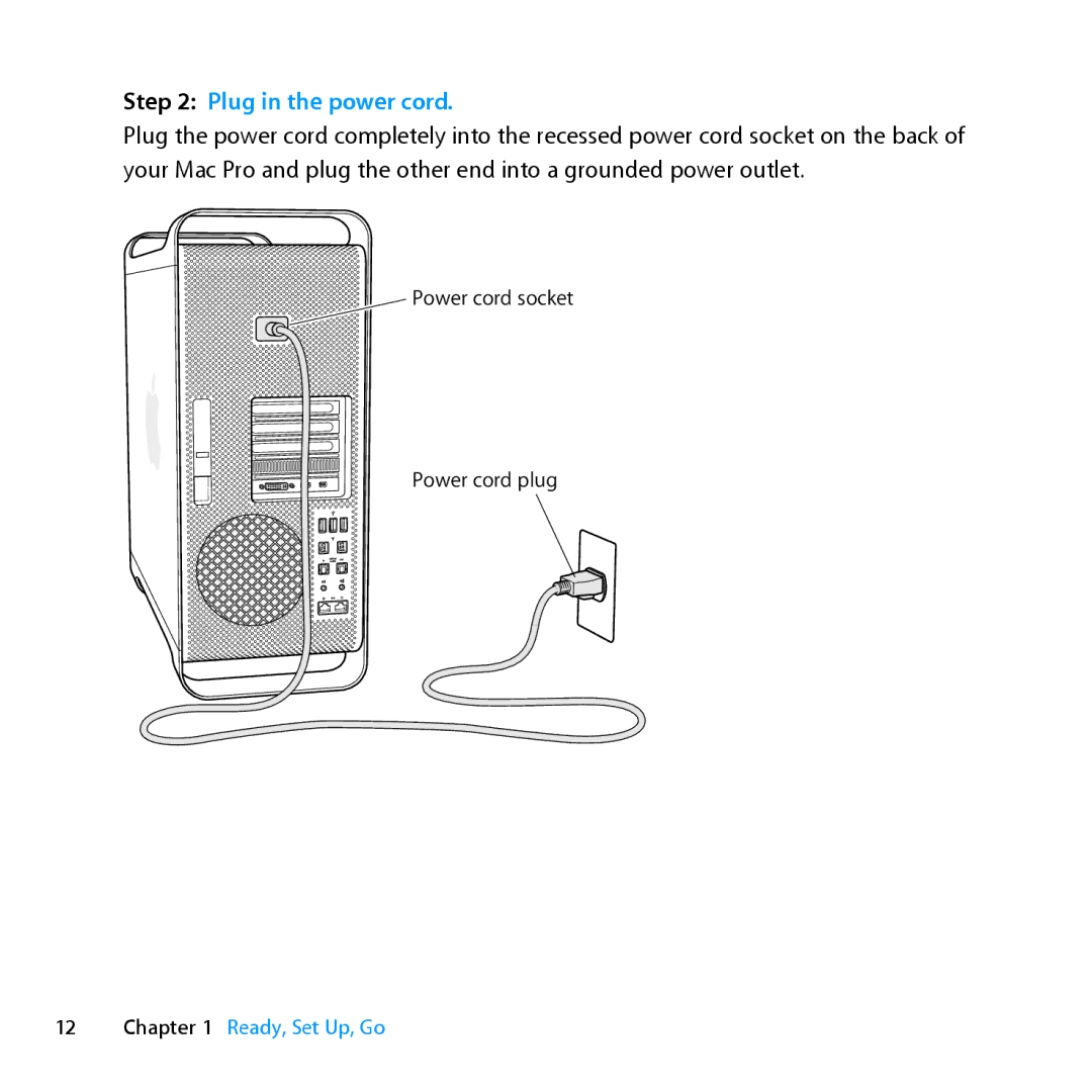 Apple MC561LL/A, MD772LL/A, MD770LL/A, MC560LL/A manual Plug in the power cord 